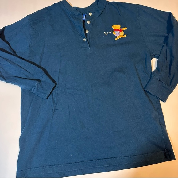 Vintage 90s Disney Winnie The Pooh embroidered Henley Shirt - Picture 1 of 7